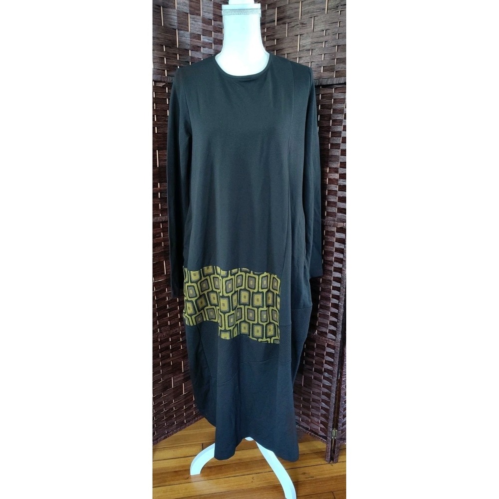 Alembika Unstoppable Cocoon Dress Size 2 (US8-10) Chartreuse Geometric Lagenlook